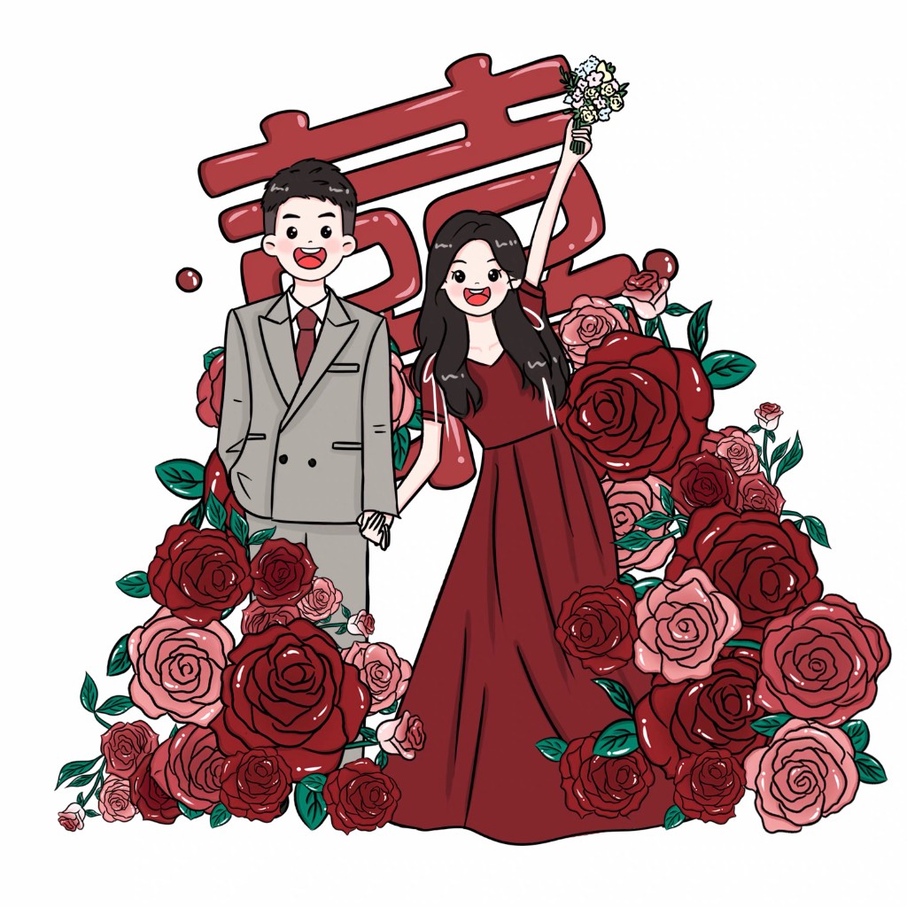 张晓宇与张婷婷婚礼插画